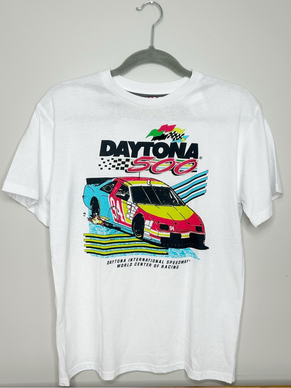 NASCAR Daytona 500 T-Shirt Youth Large 14/16 White Retro Racing Kids